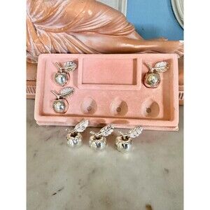 French Vintage Silver Plated Apple Place Card Holders - Set of 6